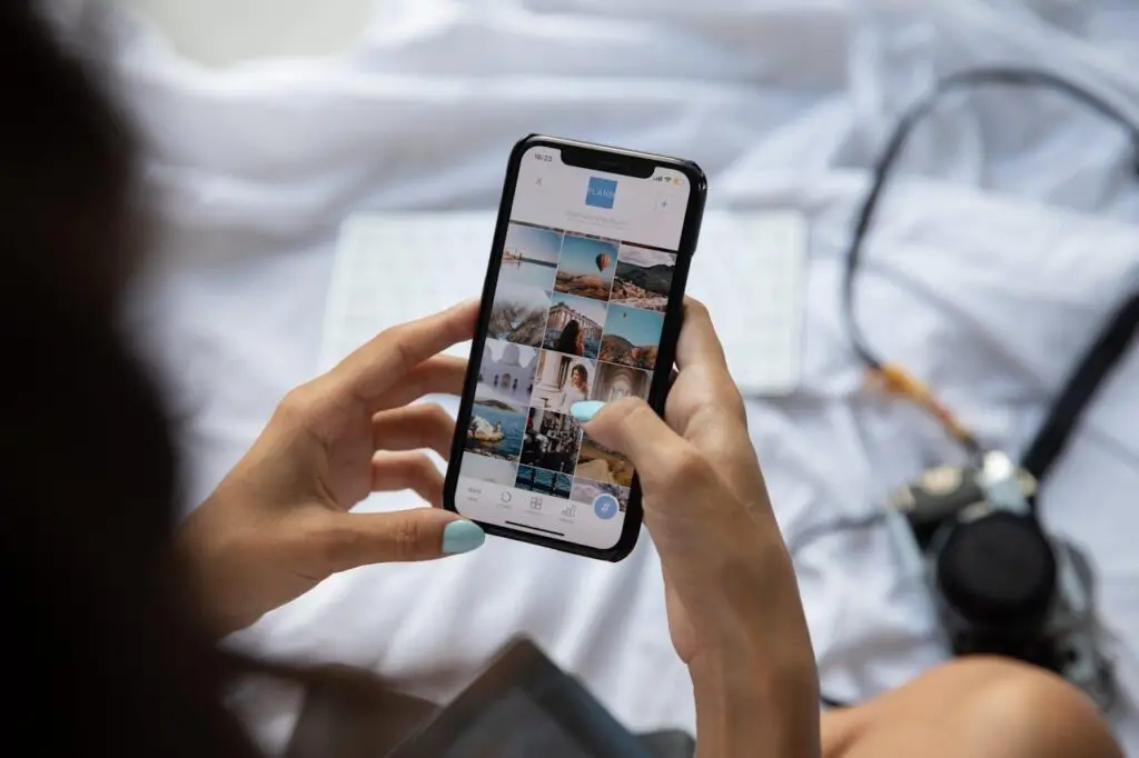 Person using Instagram app on a phone.