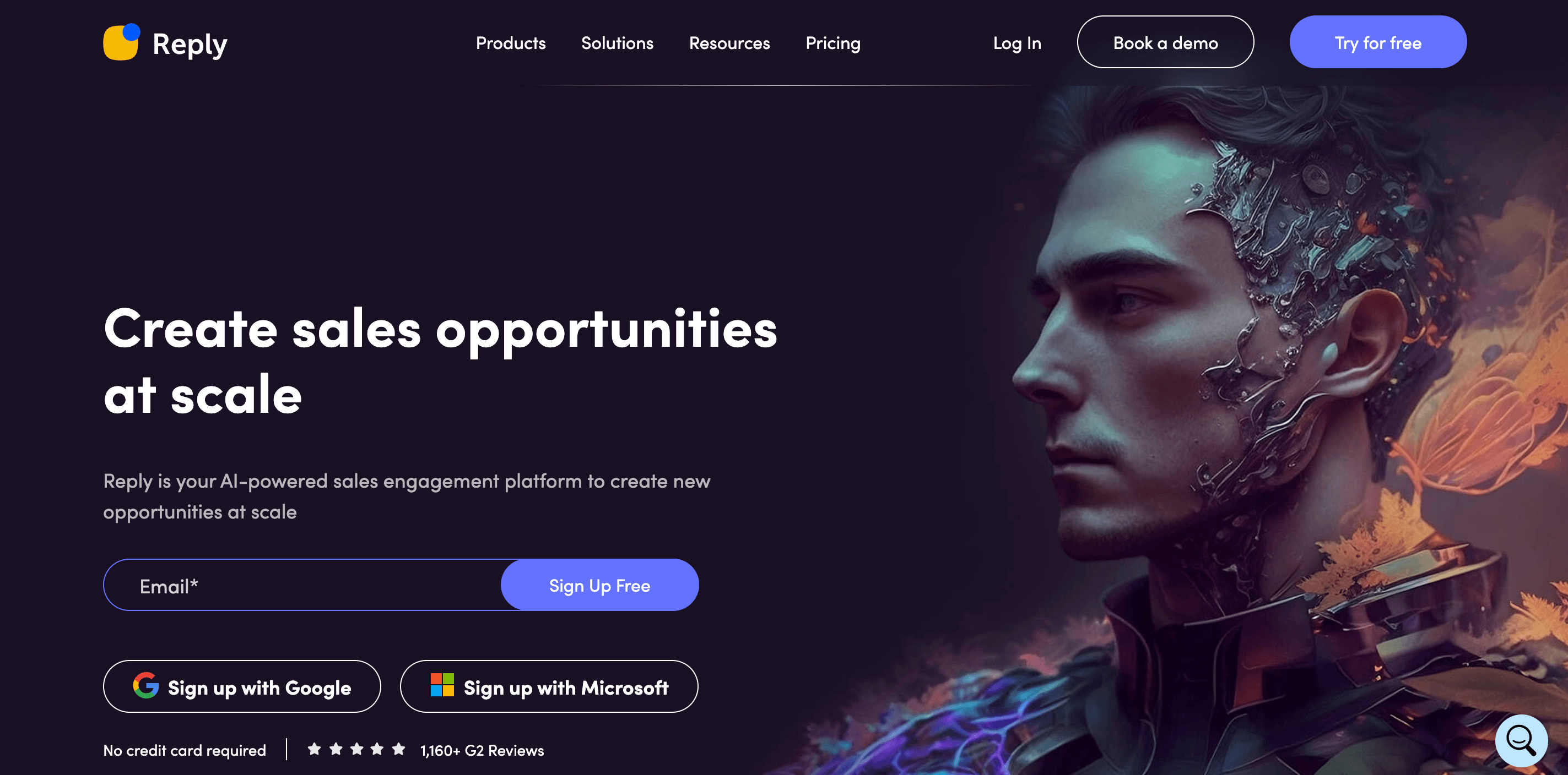 Reply’s homepage.