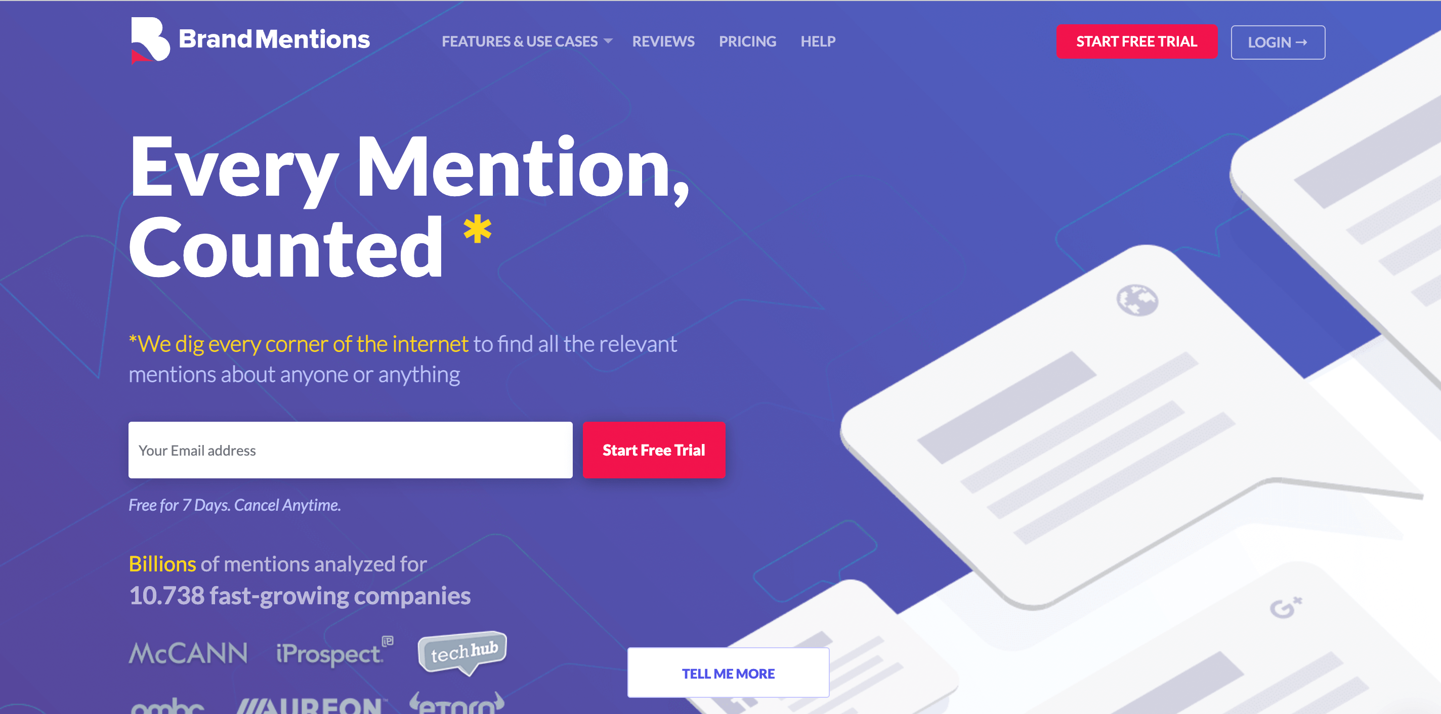 BrandMention’s homepage.