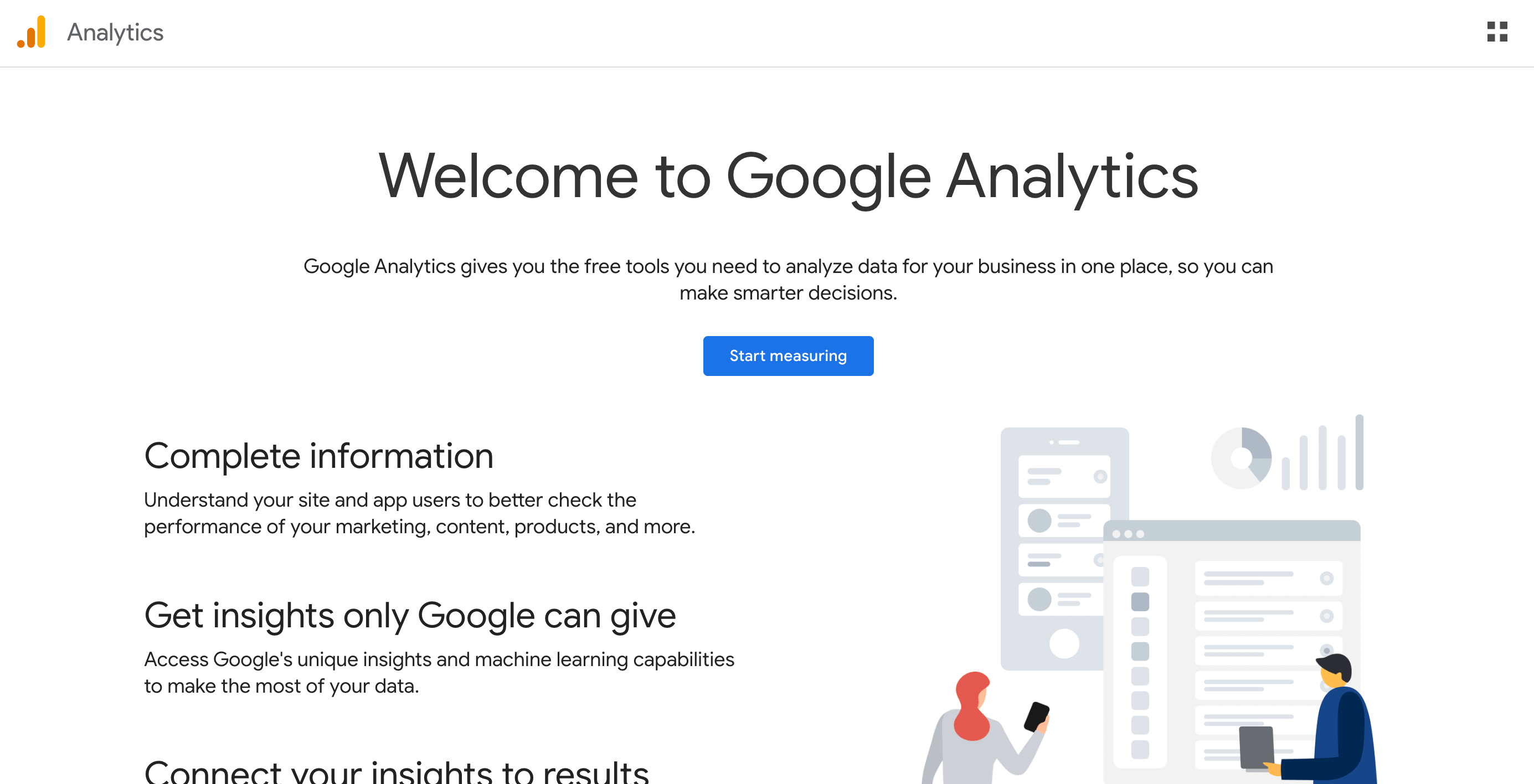 Google Analytics’ homepage.